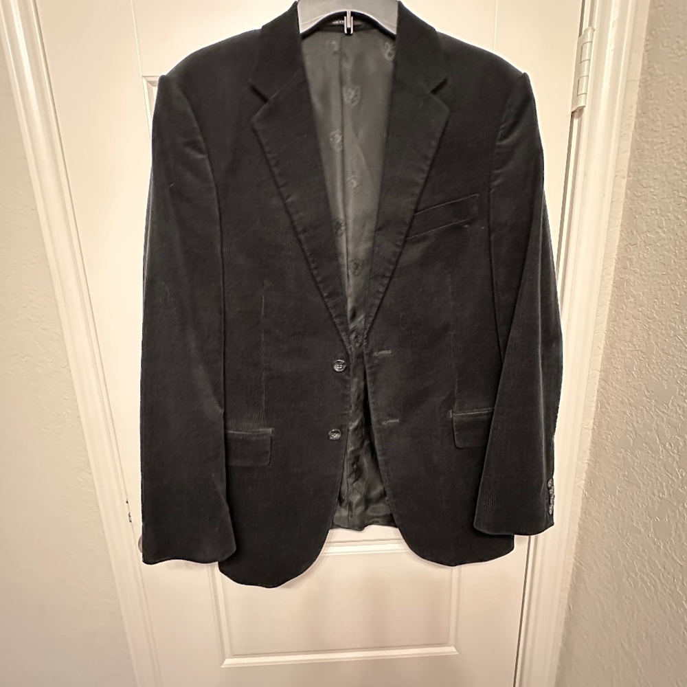 Vintage Men’s Express Fitted Cordoroy Blazer Size 38S Black Cocktail